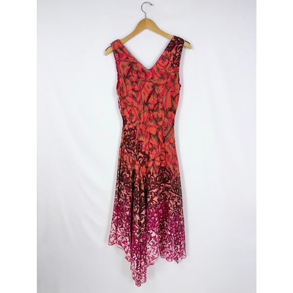 Rabbit Rabbit Rabbit Women's 90s Handkerchief Hem Dress Size 10 Red Pink - Picture 7 of 15